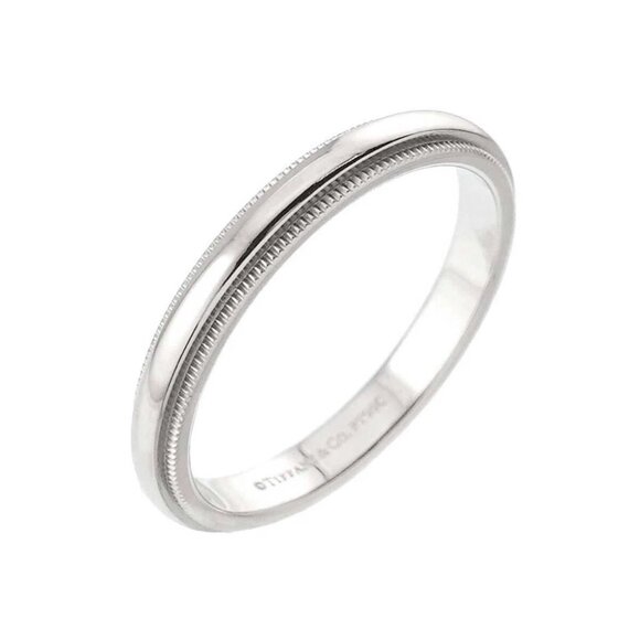 TIFFANY CO. Milgrain Ring Pt Platinum Size8-8.25(US) 90271117